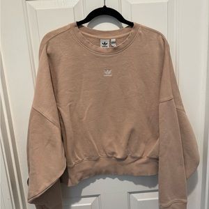 adidas Beige Cropped Crewneck Sweatshirt